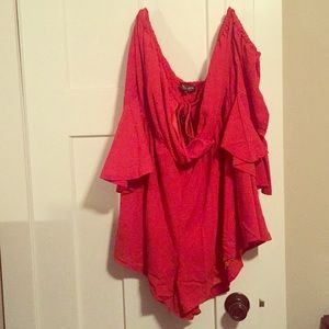 Off the Shoulder Romper in Rust (2XL)